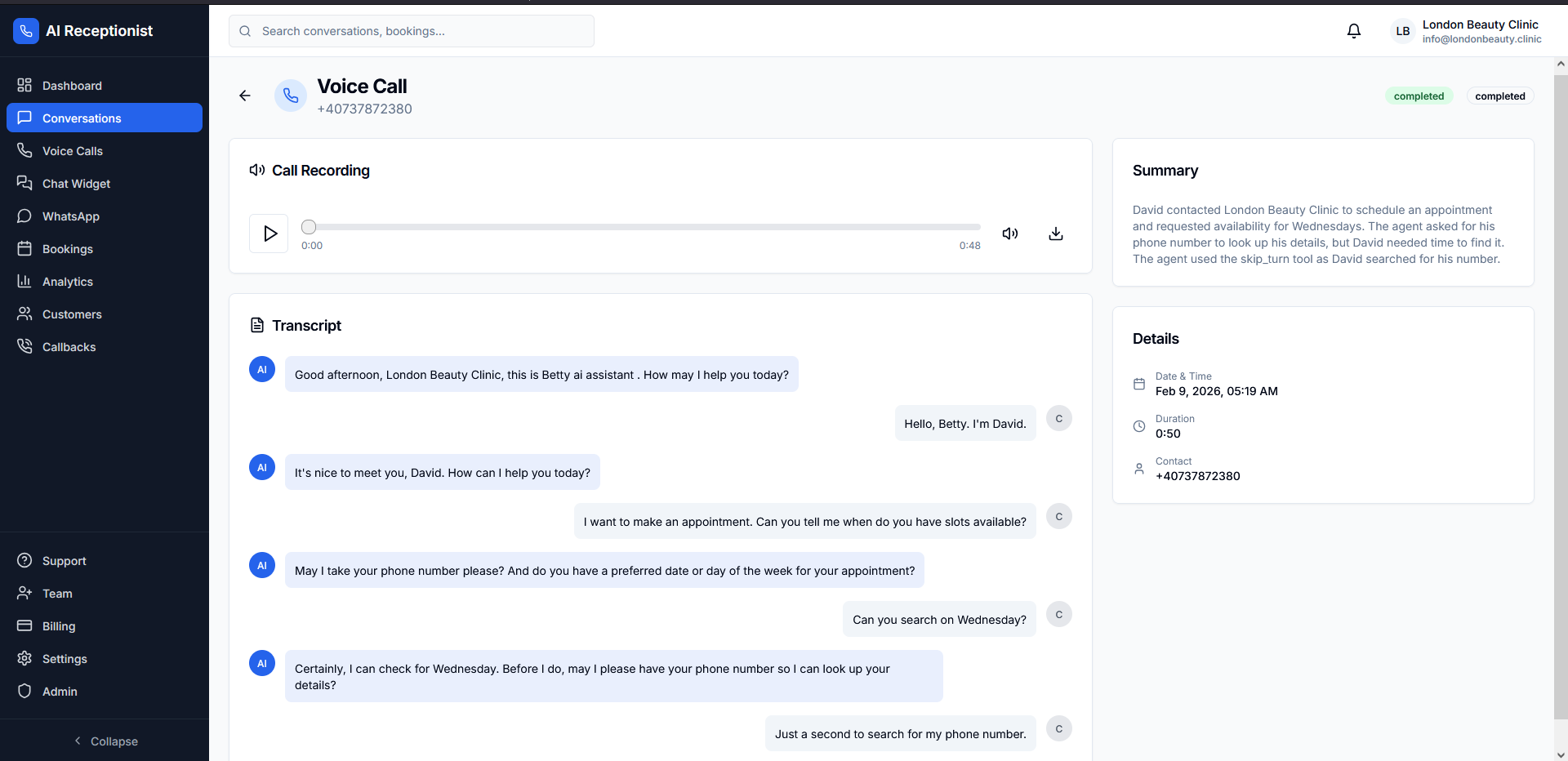 Transcrição de Chamadas
